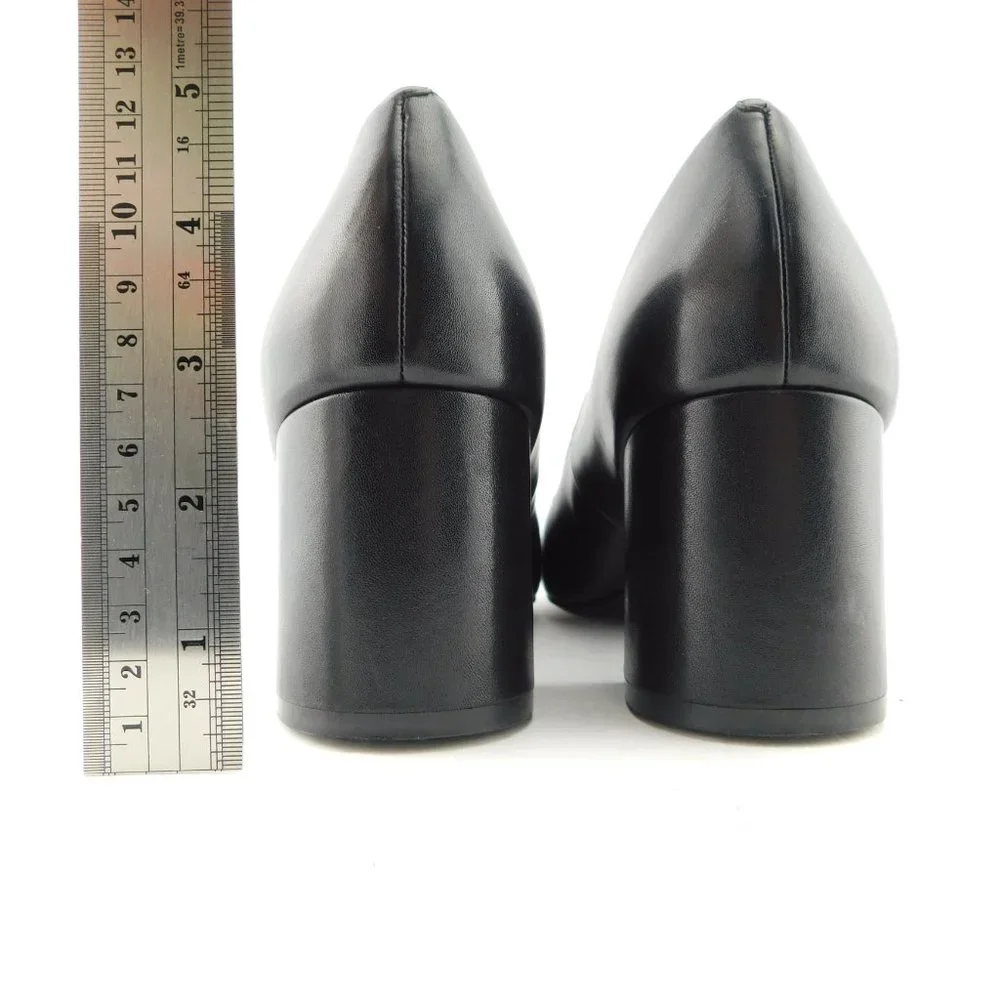 COLE HAAN Black Leather Block Heel Pumps 11